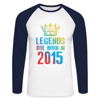 2015 legends born in - Unisex Baseballshirt langarm - Weiß/Navy - Vorne - Nik (191cm)