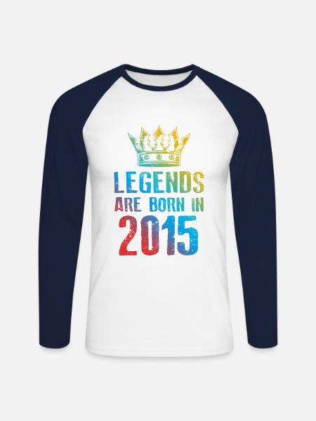 2015 legends born in - Unisex Long Sleeve Baseball T-Shirt - white/navy