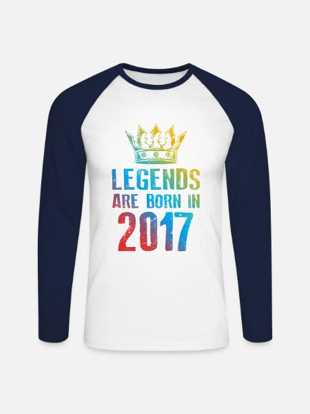 2017 Legends Born in - Unisex Long Sleeve Baseball T-Shirt - white/navy