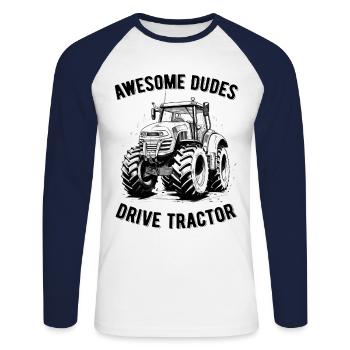 Great Guys Driving Tractor Gift Farmer Farmer - Unisex Long Sleeve Baseball T-Shirt - white/navy - Front - Nik (191cm)