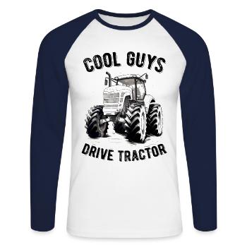 Cool Boys Driving Tractor Farmer Farmer Gift - Unisex Long Sleeve Baseball T-Shirt - white/navy - Front - Nik (191cm)
