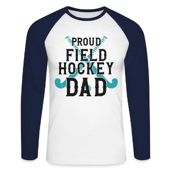 Field Hockey Dad Proud Field - Unisex Baseballshirt langarm - Weiß/Navy - Vorne - Nik (191cm)