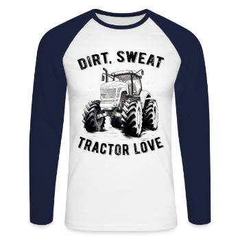 Dirt Sweat Tractor Love Farmer Farmer Gift - Unisex Long Sleeve Baseball T-Shirt - white/navy - Front - Nik (191cm)