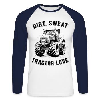 Dirt Sweat Tractor Love Farmer Farmer Gift - Unisex Long Sleeve Baseball T-Shirt - white/navy - Front - Nik (191cm)