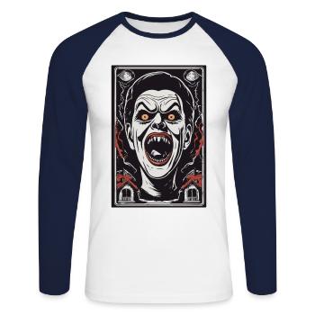 Spooky Halloween design, Funny ghost outfit - Unisex Long Sleeve Baseball T-Shirt - white/navy - Front - Nik (191cm)