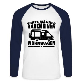 Wohnmobil Caravans Wohnwagen echte Männer - Unisex Baseballshirt langarm - Weiß/Navy - Vorne - Nik (191cm)