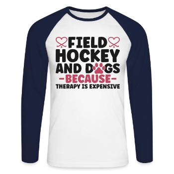 Hockey sur gazon Chien Hockey sur gazon et - T-shirt baseball manches longues Homme - blanc/marine - Devant - Nik (191cm)
