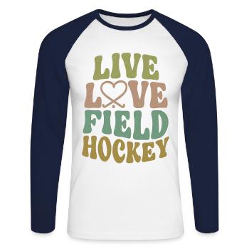 Field Hockey Live Love Field - T-shirt baseball manches longues Homme - blanc/marine - Devant - Nik (191cm)