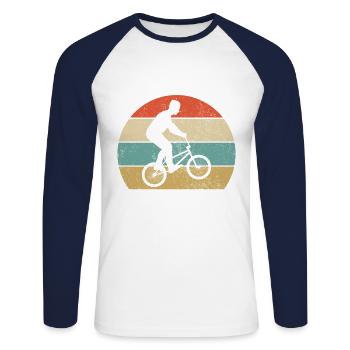 Driver Bmx Vintage Rétro - T-shirt baseball manches longues Homme - blanc/marine - Devant - Nik (191cm)