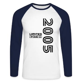 Original 2005 Jahrgang Vintage Geburtstag Retro - Unisex Baseballshirt langarm - Weiß/Navy - Vorne - Nik (191cm)