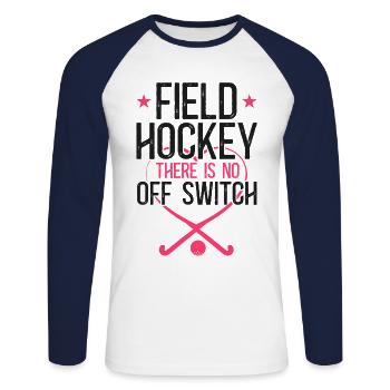 Hockey sur gazon, hockey sur gazon, il y a - T-shirt baseball manches longues Homme - blanc/marine - Devant - Nik (191cm)