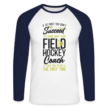 Entraîneur de hockey sur gazon si au début vous - T-shirt baseball manches longues Homme - blanc/marine - Devant - Nik (191cm)