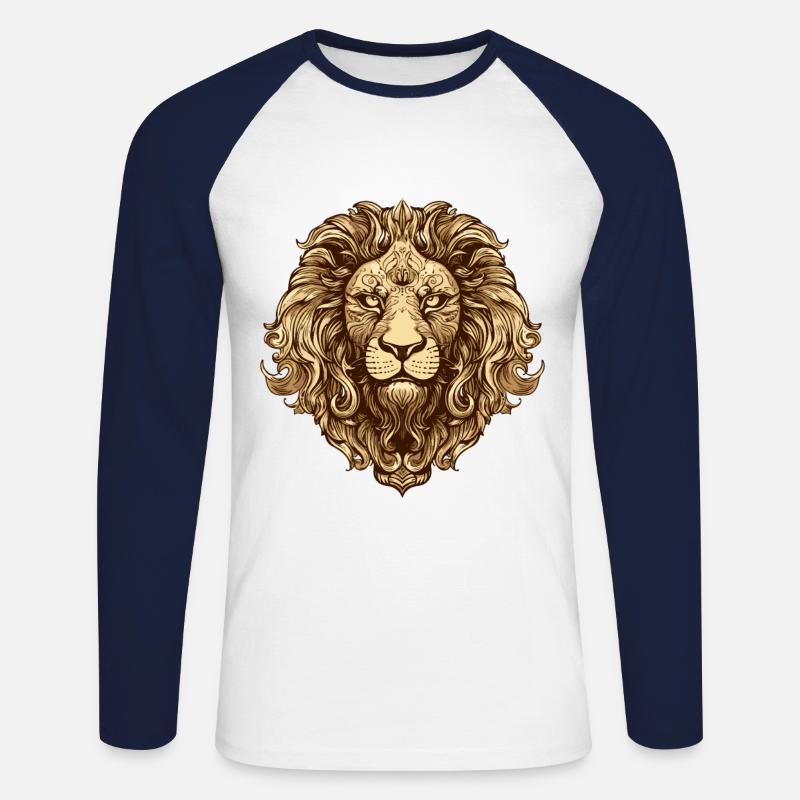 Löwe Kopf Tier - Unisex Baseballshirt langarm - Weiß/Navy