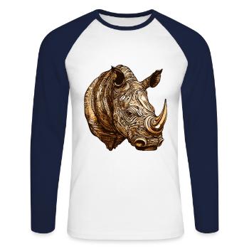 Rhinoceros Head Animal - Unisex Long Sleeve Baseball T-Shirt - white/navy - Front - Nik (191cm)