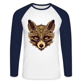 Fox Head Animal - Unisex Long Sleeve Baseball T-Shirt - white/navy - Front - Nik (191cm)
