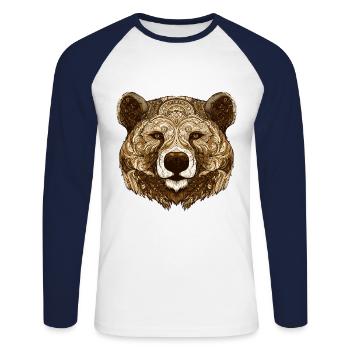Polar Bear Head Animal Polar Bear - Unisex Long Sleeve Baseball T-Shirt - white/navy - Front - Nik (191cm)