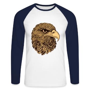 Adler Kopf Tier - Unisex Baseballshirt langarm - Weiß/Navy - Vorne - Nik (191cm)