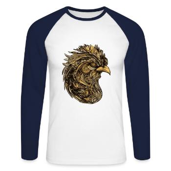 Rooster Head Animal - Unisex Long Sleeve Baseball T-Shirt - white/navy - Front - Nik (191cm)