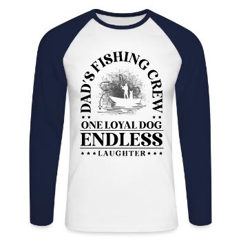 Angeln Hundebesitzer Hundeliebhaber Perfect Fishing Funn - Unisex Baseballshirt langarm - Weiß/Navy - Vorne - Nik (191cm)