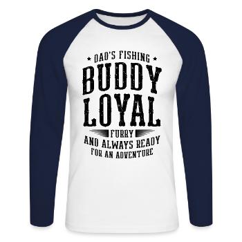 Angelhundebesitzer Hundeliebhaber Perfect Fishing Funn - Unisex Baseballshirt langarm - Weiß/Navy - Vorne - Nik (191cm)