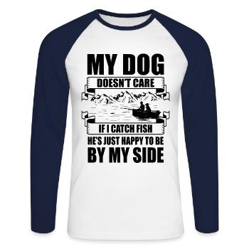 Angelhundebesitzer Hundeliebhaber Perfect Fishing Funn - Unisex Baseballshirt langarm - Weiß/Navy - Vorne - Nik (191cm)