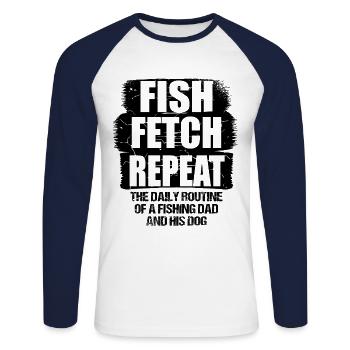 Angelhundebesitzer Hundeliebhaber Perfect Fishing Funn - Unisex Baseballshirt langarm - Weiß/Navy - Vorne - Nik (191cm)