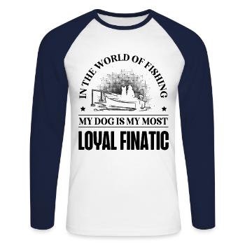 Angeln Hundebesitzer Hundeliebhaber Perfect Fishing Funn - Unisex Baseballshirt langarm - Weiß/Navy - Vorne - Nik (191cm)