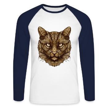 Cat Head Animal - Unisex Long Sleeve Baseball T-Shirt - white/navy - Front - Nik (191cm)