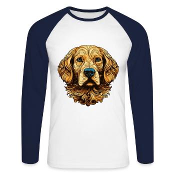 Golden Retriever Dog Head Animal - Unisex Long Sleeve Baseball T-Shirt - white/navy - Front - Nik (191cm)