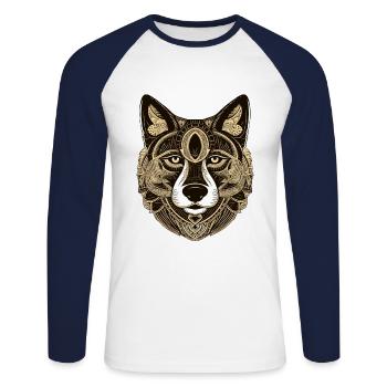 Husky Dog Head Animal - Unisex Long Sleeve Baseball T-Shirt - white/navy - Front - Nik (191cm)