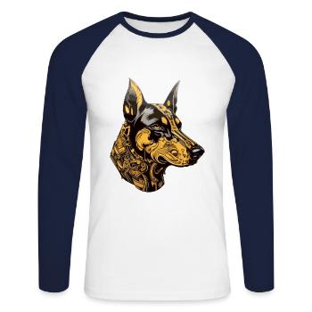 Doberman Dog Head Animal - Unisex Long Sleeve Baseball T-Shirt - white/navy - Front - Nik (191cm)