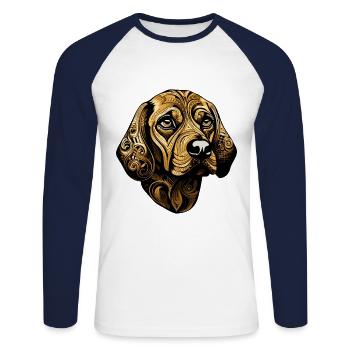 Beagle Dog Head Animal - Unisex Long Sleeve Baseball T-Shirt - white/navy - Front - Nik (191cm)
