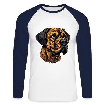 Mastiff Dog Head Animal - Unisex Long Sleeve Baseball T-Shirt - white/navy - Front - Nik (191cm)