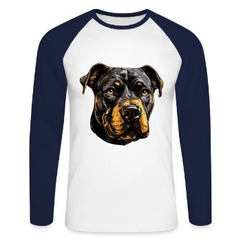 Staffordshire Bull Terrier Dog Head - Unisex Long Sleeve Baseball T-Shirt - white/navy - Front - Nik (191cm)