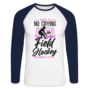 hockey sur gazon, il n’y a pas de pleurs - T-shirt baseball manches longues Homme - blanc/marine - Devant - Nik (191cm)