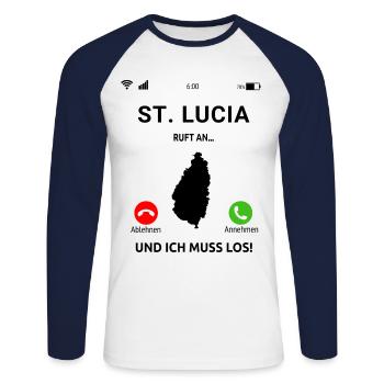 St. Lucia Karibik Insel Saint Lucia Urlaub Idee - Unisex Baseballshirt langarm - Weiß/Navy - Vorne - Nik (191cm)