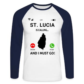 St. Lucia Karibik Insel Saint Lucia Urlaub Idee - Unisex Baseballshirt langarm - Weiß/Navy - Vorne - Nik (191cm)