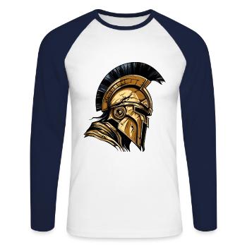 Spartan Helmet Gladiator Sparta Warrior - Unisex Long Sleeve Baseball T-Shirt - white/navy - Front - Nik (191cm)