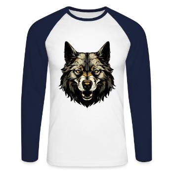 Akita Dog Head - Unisex Long Sleeve Baseball T-Shirt - white/navy - Front - Nik (191cm)