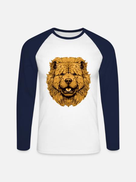 Chow Chow Dog Head - Unisex Long Sleeve Baseball T-Shirt - white/navy
