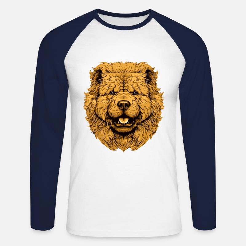 Chow Chow Hund Kopf - Unisex Baseballshirt langarm - Weiß/Navy