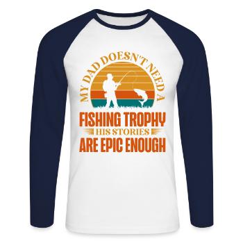 Pêche Papa Papa Pêcheur Childern Drôle Poisson Alors - T-shirt baseball manches longues Homme - blanc/marine - Devant - Nik (191cm)