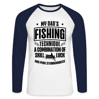 Pêche Papa Papa Pêcheur Childern Drôle Poisson Alors - T-shirt baseball manches longues Homme - blanc/marine - Devant - Nik (191cm)
