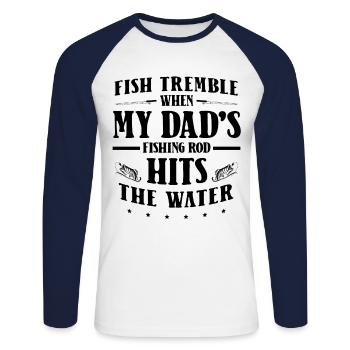 Pêche Papa Papa Pêcheur Childern Drôle Poisson Alors - T-shirt baseball manches longues Homme - blanc/marine - Devant - Nik (191cm)