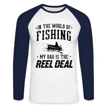 Pêche Papa Papa Pêcheur Childern Drôle Poisson Alors - T-shirt baseball manches longues Homme - blanc/marine - Devant - Nik (191cm)