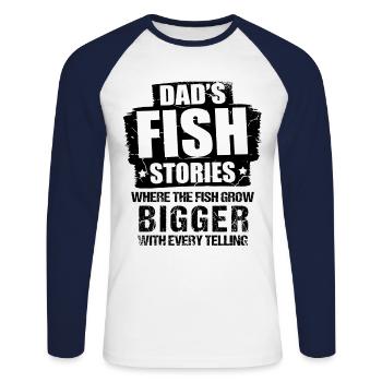 Pêche Papa Papa Pêcheur Childern Drôle Poisson Alors - T-shirt baseball manches longues Homme - blanc/marine - Devant - Nik (191cm)
