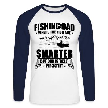 Pêche Papa Papa Pêcheur Childern Drôle Poisson Alors - T-shirt baseball manches longues Homme - blanc/marine - Devant - Nik (191cm)