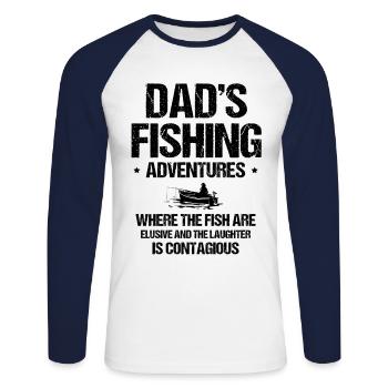 Pêche Papa Papa Pêcheur Childern Drôle Poisson Alors - T-shirt baseball manches longues Homme - blanc/marine - Devant - Nik (191cm)