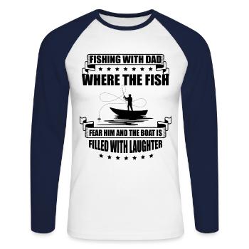 Pêche Papa Papa Pêcheur Childern Drôle Poisson Alors - T-shirt baseball manches longues Homme - blanc/marine - Devant - Nik (191cm)