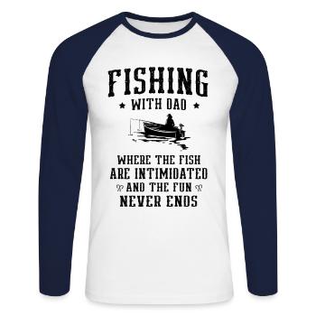Pêche Papa Papa Pêcheur Childern Drôle Poisson Alors - T-shirt baseball manches longues Homme - blanc/marine - Devant - Nik (191cm)